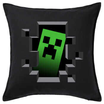 Minecraft creeper, Sofa cushion black 50x50cm includes filling