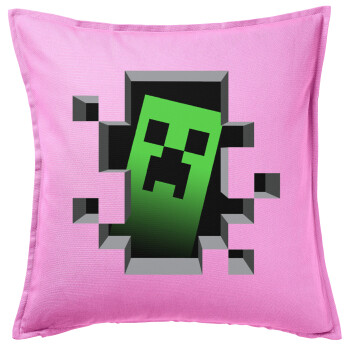 Minecraft creeper, Sofa cushion Pink 50x50cm includes filling