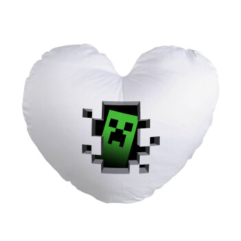 Minecraft creeper, Μαξιλάρι καναπέ καρδιά 40x40cm περιέχεται το  γέμισμα