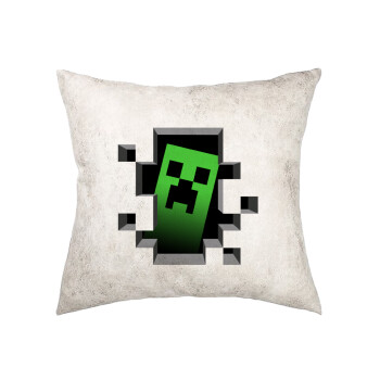 Minecraft creeper, Μαξιλάρι καναπέ Δερματίνη Γκρι 40x40cm με γέμισμα