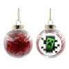 Στολίδι Χριστουγεννιάτικη μπάλα δένδρου διάφανη με κόκκινο γέμισμα 8cm