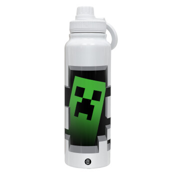 Minecraft creeper, 1L Stainless Steel Thermal Bottle with Phone Holder & Double Wall Insulation