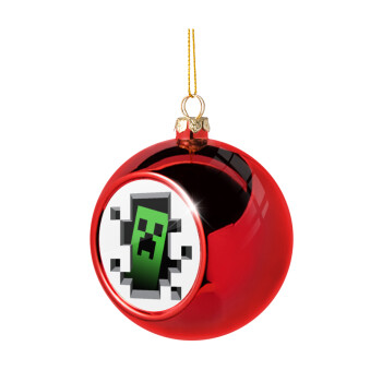 Minecraft creeper, Χριστουγεννιάτικη μπάλα δένδρου Κόκκινη 8cm