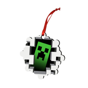 Minecraft creeper, Χριστουγεννιάτικο στολίδι snowflake ξύλινο 7.5cm