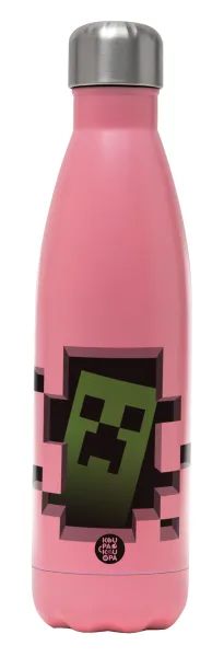 Minecraft creeper — Metal mug thermos Pink Mat (Stainless steel), double wall, 500ml
