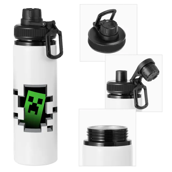 Minecraft creeper — Μεταλλικό παγούρι νερού με καπάκι ασφαλείας, αλουμινίου 850ml
