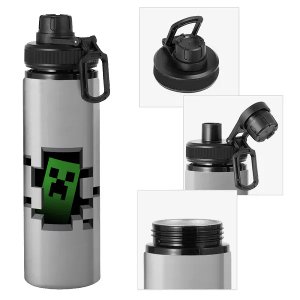 Minecraft creeper — Μεταλλικό παγούρι νερού με καπάκι ασφαλείας, αλουμινίου 850ml