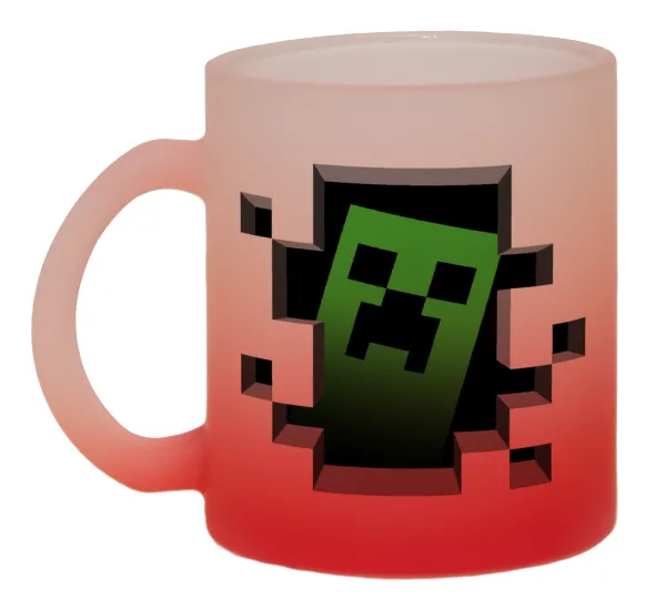 Minecraft creeper — Two-tone glass mug with matte red base, 330ml