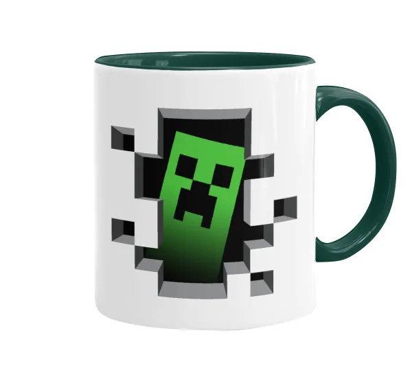 Minecraft creeper — Mug colored green, ceramic, 330ml