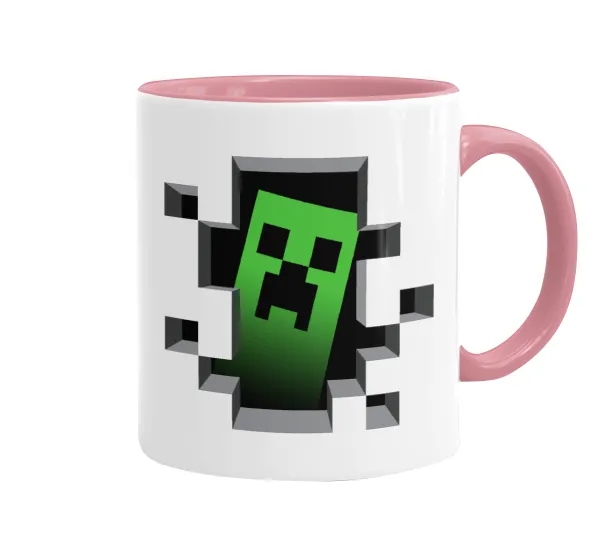 Minecraft creeper — Mug colored pink, ceramic, 330ml