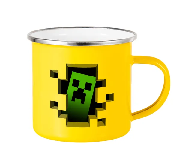 Minecraft creeper — Κούπα Μεταλλική εμαγιέ Κίτρινη 360ml