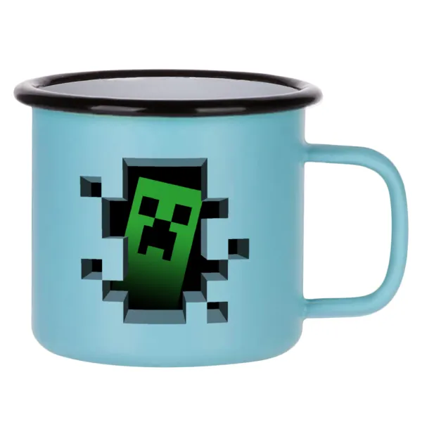 Minecraft creeper — Κούπα Μεταλλική εμαγιέ ΜΑΤ σιέλ 360ml