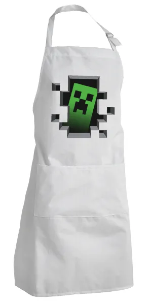 Minecraft creeper — Ποδιά μαγειρικής Σεφ Ολόσωμη Ενήλικων (με ρυθμιστικά και 2 τσέπες, one size)