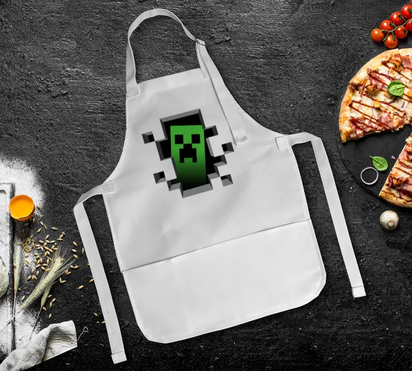 Minecraft creeper — Kids' full-length chef apron (adjustable, with 2 pockets)