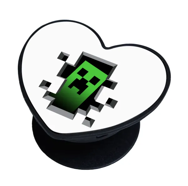 Minecraft creeper — Phone holder stand, heart, black, hand grip for mobile phones