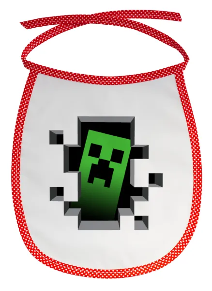 Minecraft creeper — Stain-resistant baby bib with tie, red