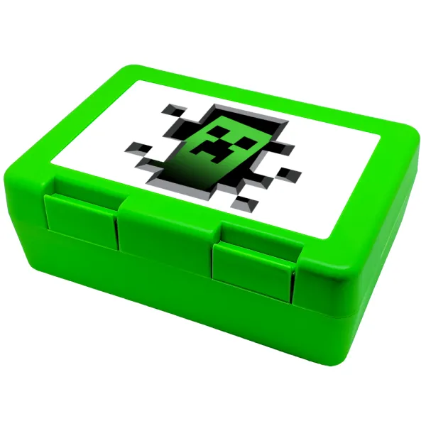 Minecraft creeper — Children's cookie container GREEN 185x128x65mm (BPA free plastic)