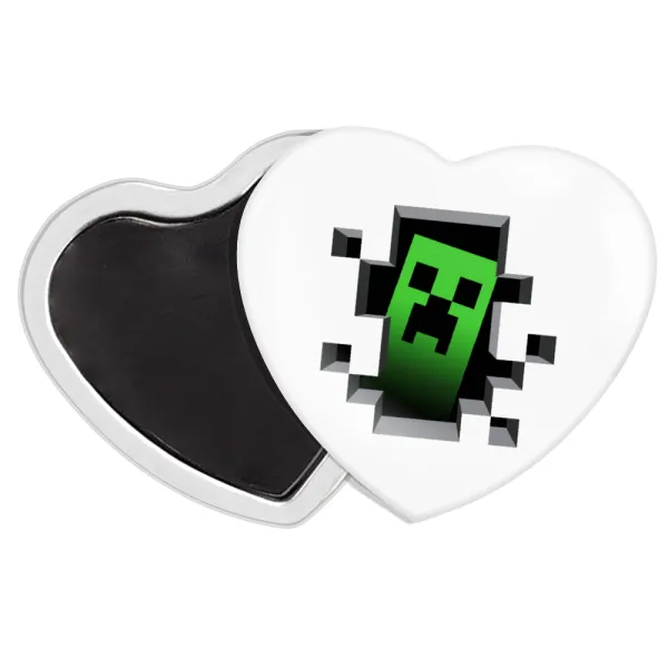 Minecraft creeper — Μαγνητάκι καρδιά (57x52mm)