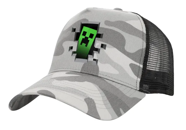 Minecraft creeper — Adult Structured Trucker Hat, with Mesh, (Camouflage) Army Camo (100% COTTON, ADULT, UNISEX, ONE SIZE)