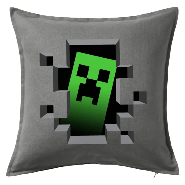 Minecraft creeper — Μαξιλάρι καναπέ Γκρι 100% βαμβάκι, περιέχεται το γέμισμα (50x50cm)