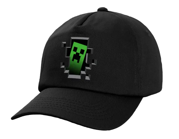 Minecraft creeper — Child's Baseball Cap, 100% Cotton, Black