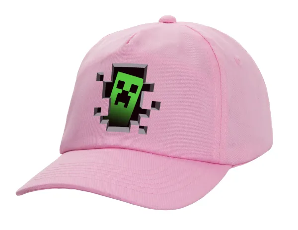 Minecraft creeper — Adult Baseball Cap, 100% Cotton, PINK (COTTON, ADULT, UNISEX, ONE SIZE)