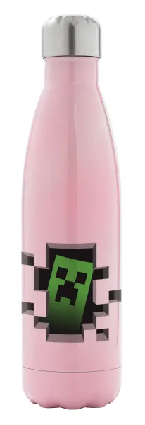 Minecraft creeper — Metal mug thermos Pink Iridiscent (Stainless steel), double wall, 500ml