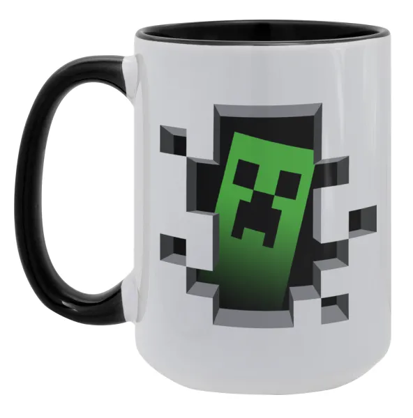 Minecraft creeper — Mega mug 15oz, black ceramic, 450ml