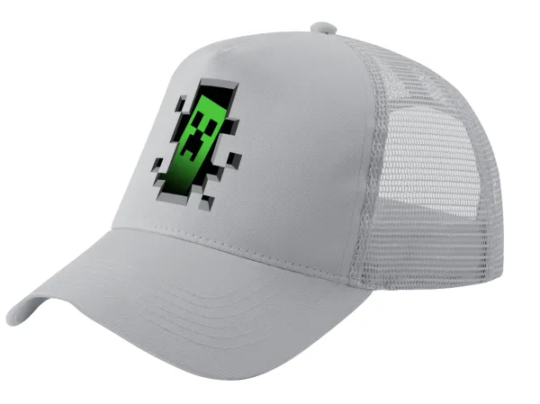 Minecraft creeper — Trucker Hat with Mesh, GREY, (COTTON, KIDS, UNISEX, ONE SIZE)