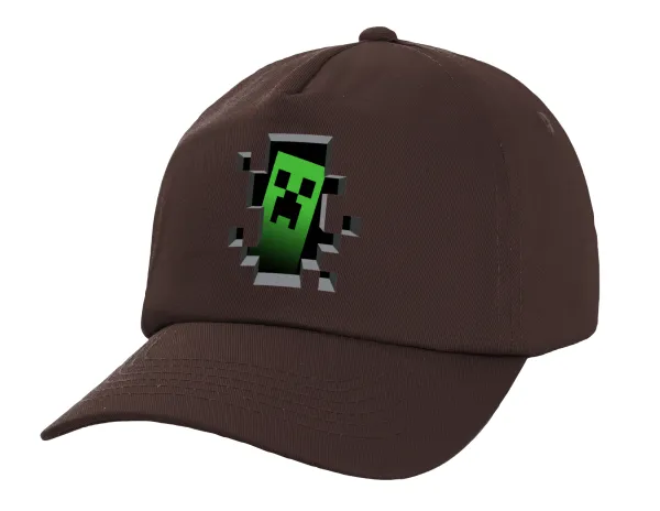 Minecraft creeper — Adult Baseball Cap, 100% Cotton, Chocolate (COTTON, ADULT, UNISEX, ONE SIZE)
