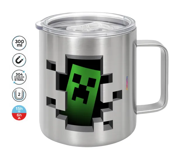 Minecraft creeper — Κούπα Ανοξείδωτη διπλού τοιχώματος 300ml με καπάκι διατήρησης θερμοκρασίας