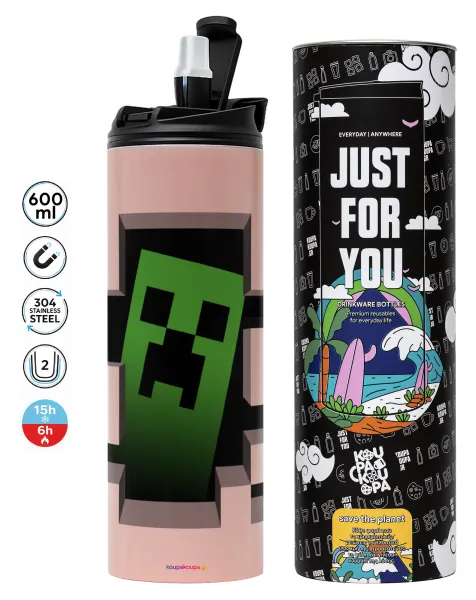 Minecraft creeper — Tumbler stainless steel PINK 600ml