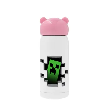 Minecraft creeper, Ροζ ανοξείδωτο παγούρι θερμό (Stainless steel), 320ml
