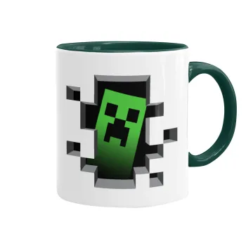 Minecraft creeper, Κούπα χρωματιστή πράσινη, κεραμική, 330ml