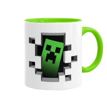 Minecraft creeper, Κούπα χρωματιστή βεραμάν, κεραμική, 330ml