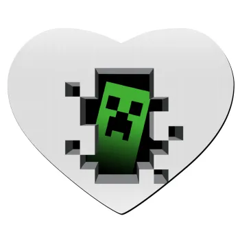 Minecraft creeper, Mousepad heart 23x20cm