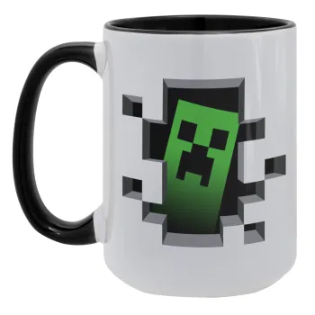 Minecraft creeper, Κούπα Mega 15oz, κεραμική Μαύρη, 450ml