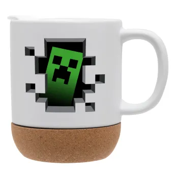 Minecraft creeper, Κούπα, κεραμική με βάση φελού και καπάκι (ΜΑΤ), 330ml