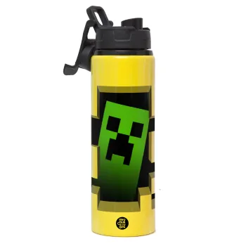 Minecraft creeper, Metallic water bottle with safety lid, 850ml aluminum