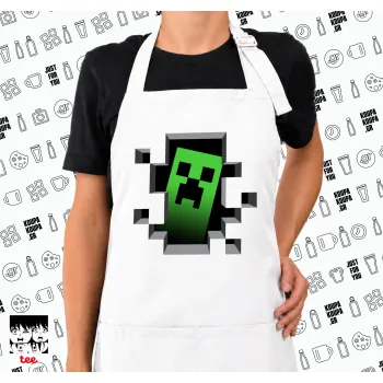 Minecraft creeper, Ποδιά μακριά Σεφ ολόσωμη με τσέπες white (ΕΝΗΛΙΚΩΝ)