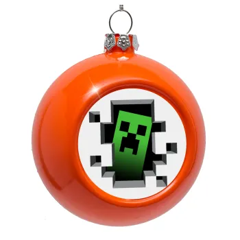 Minecraft creeper, Orange Christmas tree ornament bauble 8cm