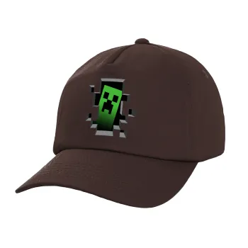 Minecraft creeper, Adult Baseball Cap, 100% Cotton, Chocolate (COTTON, ADULT, UNISEX, ONE SIZE)