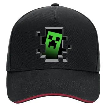 Minecraft creeper, DRILL Adult Ultimate Hat BLACK/RED, (100% COTTON, ADULT, UNISEX, ONE SIZE)
