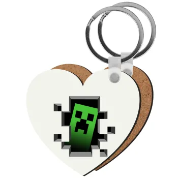 Minecraft creeper, Μπρελόκ Ξύλινο καρδιά MDF