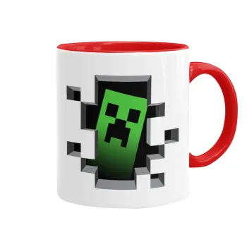 Minecraft creeper, Mug colored red, ceramic, 330ml
