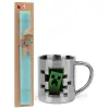 Easter Set, metallic thermal cup (300ml) & aromatic flat Easter candle (30cm) (TURQUOISE)