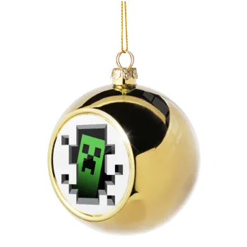Minecraft creeper, Golden Christmas tree ball ornament 8cm