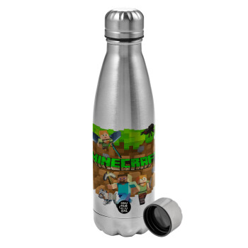 Minecraft characters, Metallic water bottle, stainless steel, 750ml