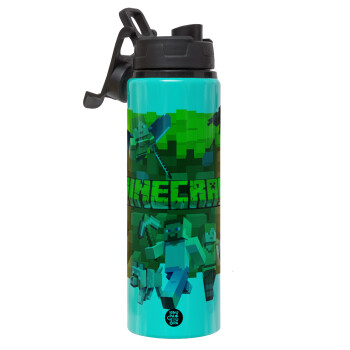 Minecraft characters, Metallic water bottle with safety lid, 850ml aluminum