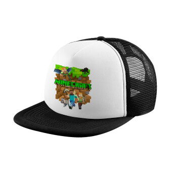 Minecraft characters, Καπέλο Soft Trucker με Δίχτυ Black/White 